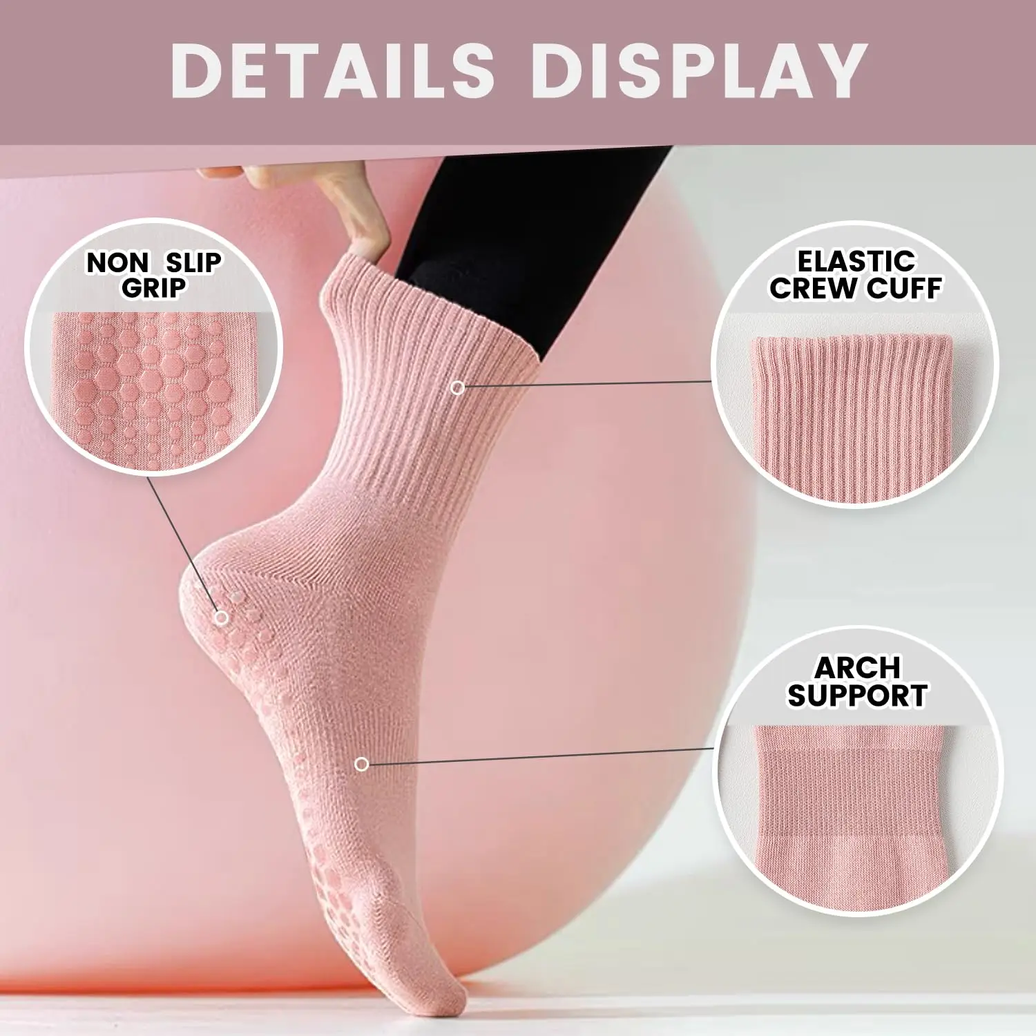 4 pairs of women's yoga socks, - Pilates Yoga Ballet 评论和价格