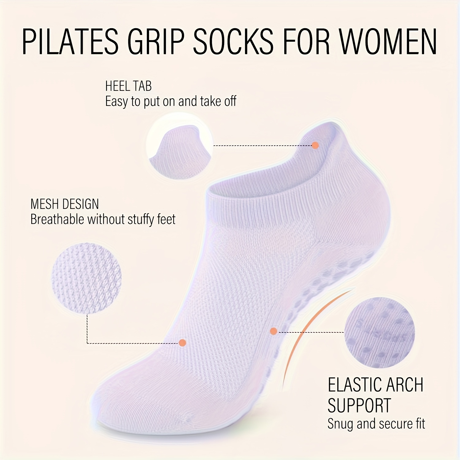1 Pairs Grip Pilates Socks for - Pilates Yoga Workout 评论和价格